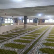 فرش سجاده طرح سماوات سبز مسجد امام حسن مجتبی میرسرا فومن