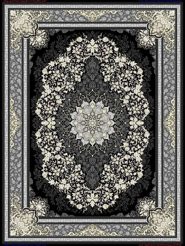 فرش 700 شانه طرح تندیس مشکی