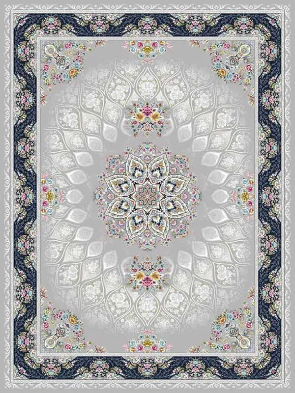 فرش 700 شانه طرح تایماز نقره ای