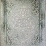 فرش وینتیج طرح رونیکا با زمینه یخی و گل های سبز یک فرش وینتیج زیبا