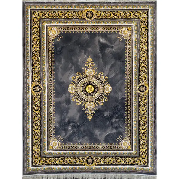 فرش 1200 شانه طرح ژینوس طوسی طلاکوب